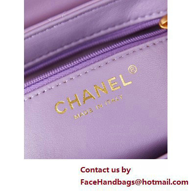 Chanel Shiny Crumpled Calfskin  &  Gold-Tone Metal Mini Shopping Bag AS4416 Lilac 2025